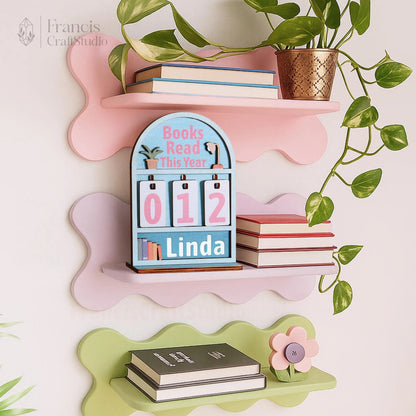 Personalized Books Read Tracker, Bookshelf Counter, Bookish Decor, Gift for Readers