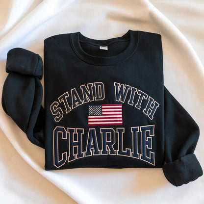 Pray For Charlie Kirk Embroidered Sweatshirt,  Patriotic Sweatshirt, Political Sweatshirt, Christian Apparel Gift