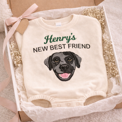 Personalized Embroidered Labrador Baby Onesie – New Best Friend Gift for Dog Mom