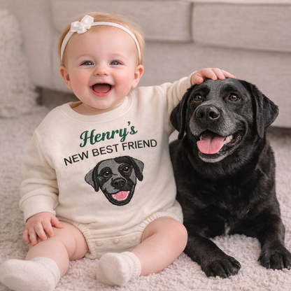 Personalized Embroidered Labrador Baby Onesie – New Best Friend Gift for Dog Mom