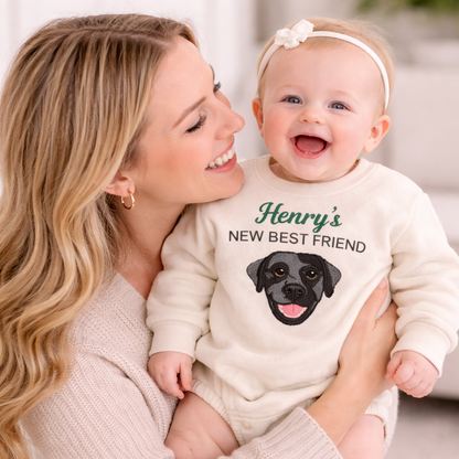 Personalized Embroidered Labrador Baby Onesie – New Best Friend Gift for Dog Mom