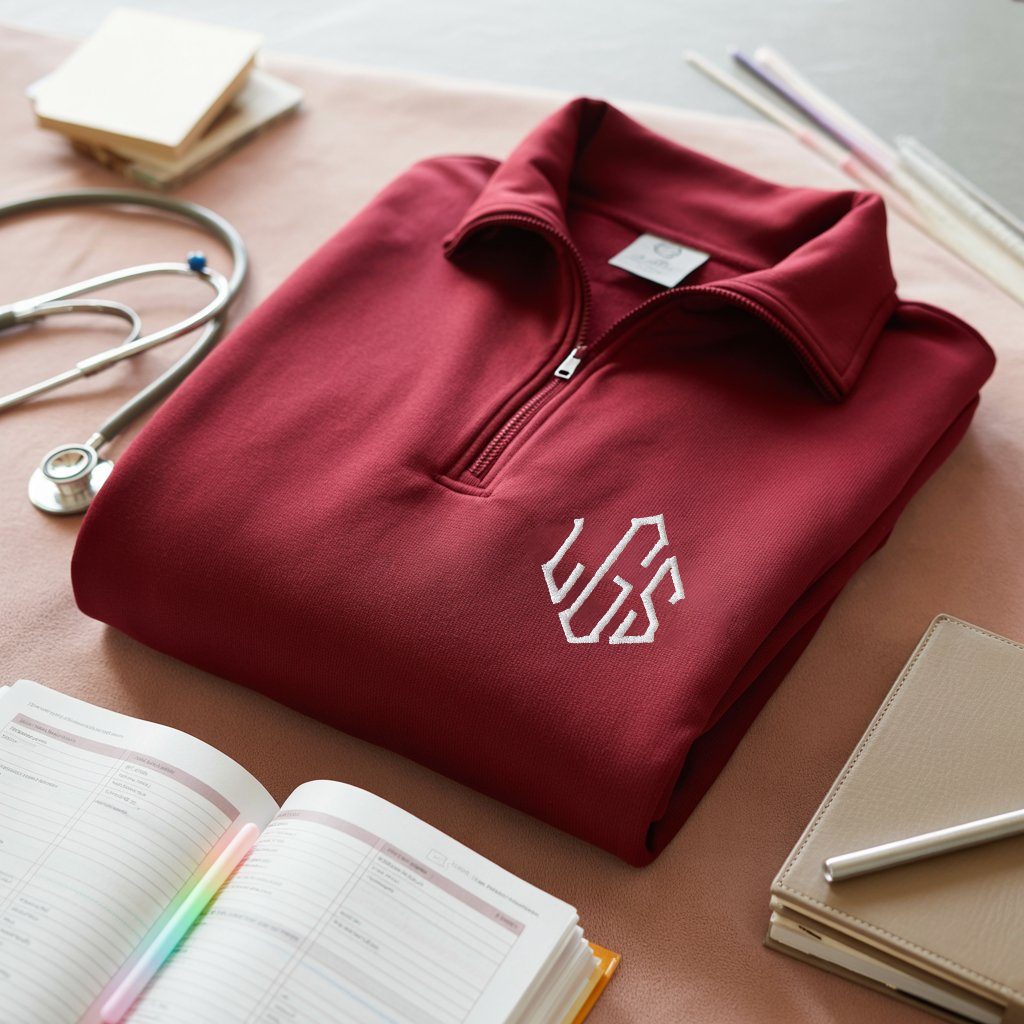 Monogrammed Quarter Zip Sweatshirt, Custom letter, Embroidery text.