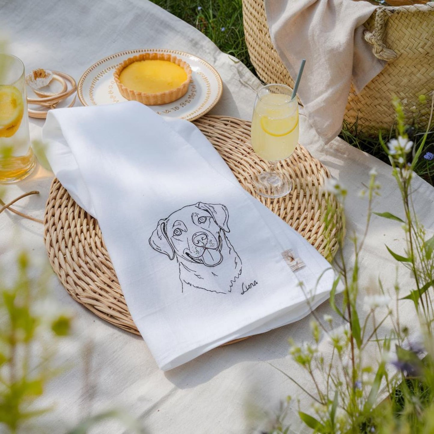 Embroidered Custom Dog Tea Towel