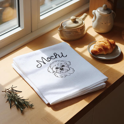 Embroidered Custom Dog Tea Towel