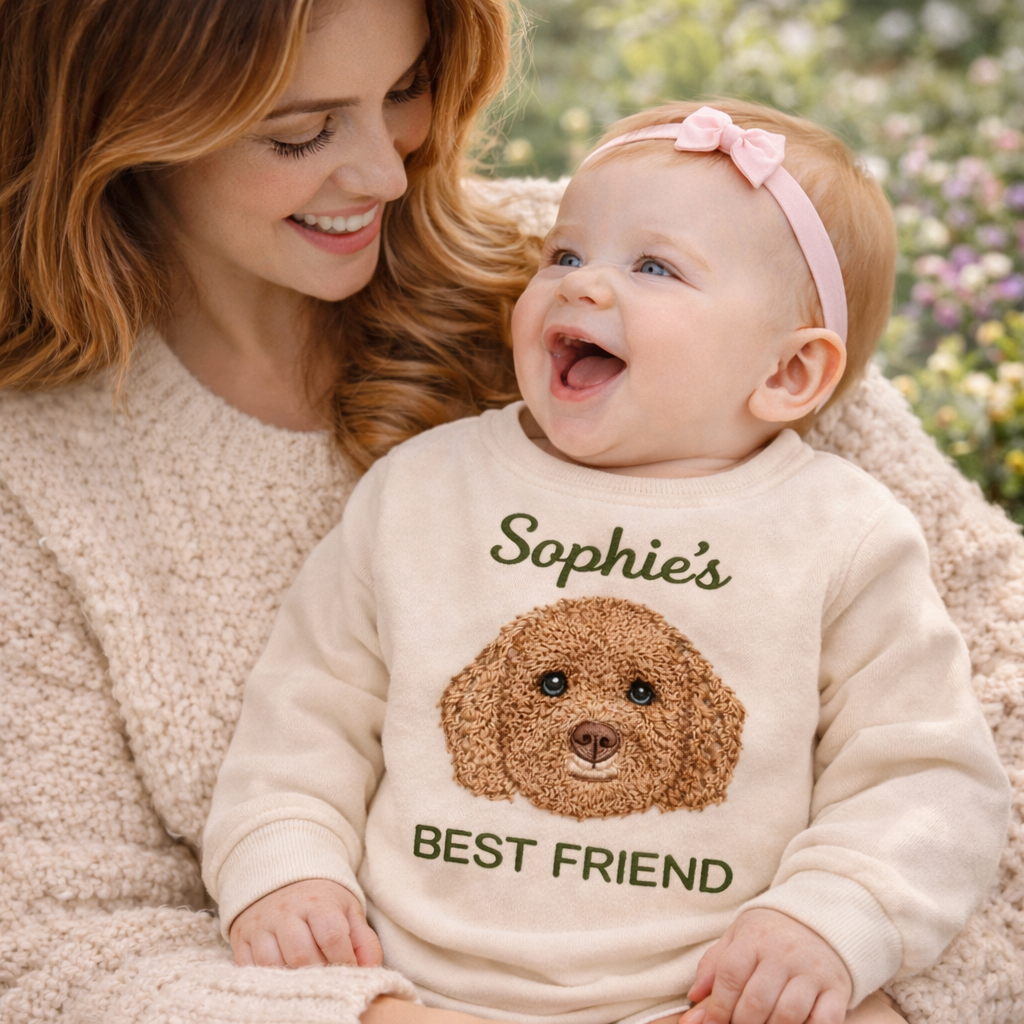 Personalized Embroidered Poodle Baby Onesie – Best Friend Gift for Dog Mom