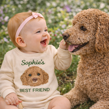 Personalized Embroidered Poodle Baby Onesie – Best Friend Gift for Dog Mom