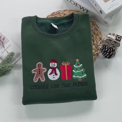 Embroidered Christmas Pregnancy Announcement Sweatshirt, Cookies For Two