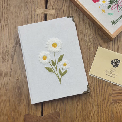 Custom Birth Month Embroidered Notebook, Personalized Embroidery Journal Gift For Mother's Day