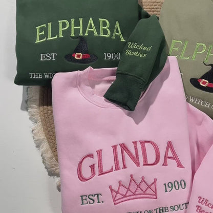 Elphaba Glinda Embroidered Sweatshirt, Wicked Musical Movie Fan Gift