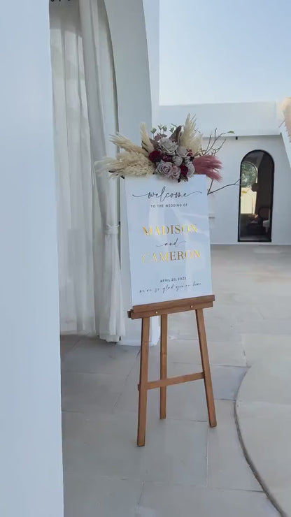 Custom Acrylic Wedding Sign With 3D Mirror Gold Names, Modern Welcome Sign, Wedding Decoration