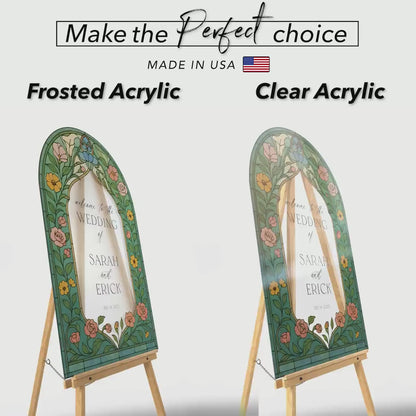 Custom Acrylic Wedding Welcome Sign with Wildflowers, Floral Mirror Wedding Entrance Sign, Modern Acrylic Wedding Decor