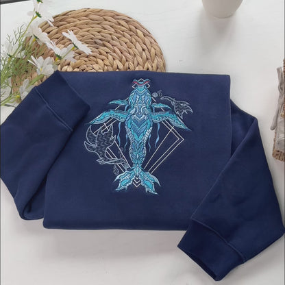 Tulkun Inspired Embroidered Ocean Whale Sweatshirt