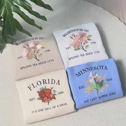 Custom State Flower Sweatshirt, USA Travel floral shirt