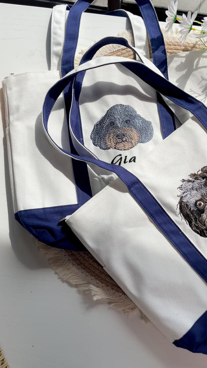 Custom Pet Embroidered Canvas Tote Bag