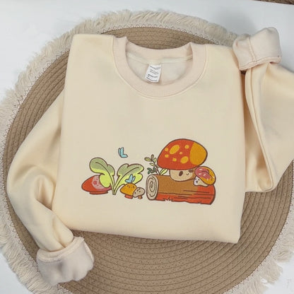Mushroom Embroidered Sweatshirt, Gift For Nature Lover