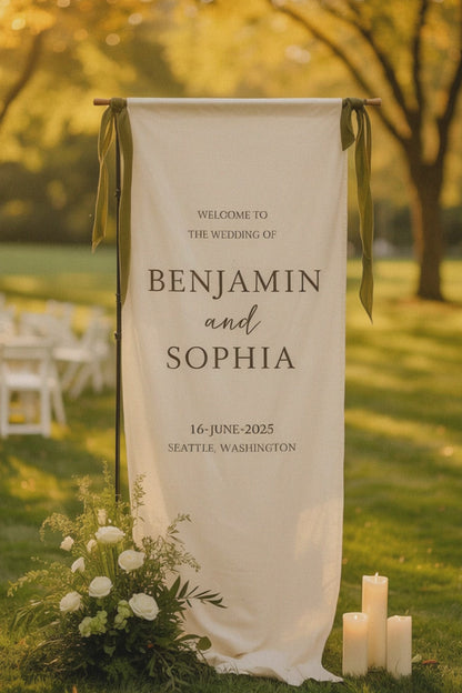 Personalized Wedding Banner, Custom Wedding Sign, Party Banner, Wedding Reception Decorations