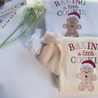 Embroidered Gingerbread Christmas Sweatshirt, Festive Holiday Outfit