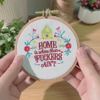 Embroidery Hoop Art, Funny Home Decor Wall Hanging Gift