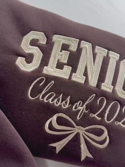 Embroidered Personalized Senior Sweatshirt, Coquette Senior Team Shirt, Class Of 2026 Sweatshirt