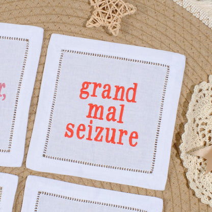 White Lotus Embroidered Cocktail Napkins
